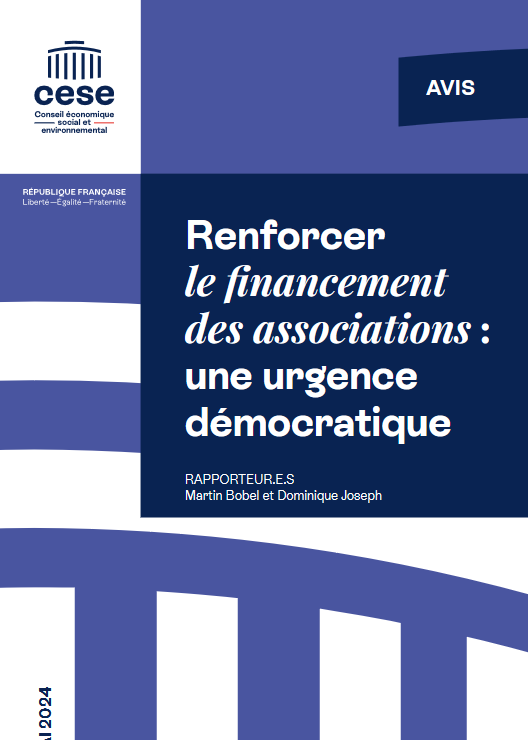 Première page de l’avis du CESE Renforcer le financement des associtions.