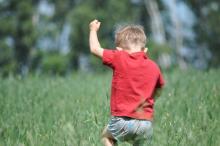 Enfant dans l’herbe.